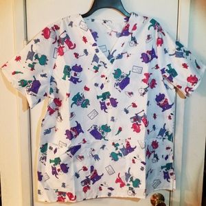 Women's Medical Scrub Top Med Cat And Mouse